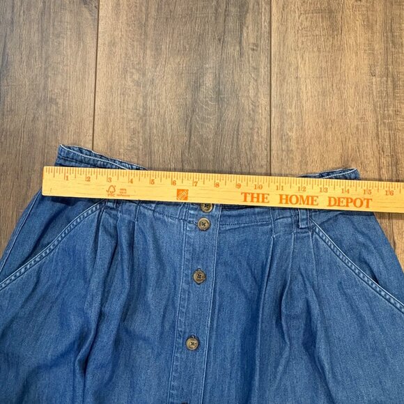 Vintage-Lizsport Womens Denim A-Line Midi Skirt Front Buttons Pocket Cottagecore - Picture 5 of 7